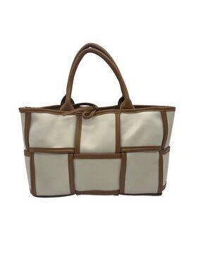 MMS Brands White Woven Faux Leather Bottega Shoulder Bag